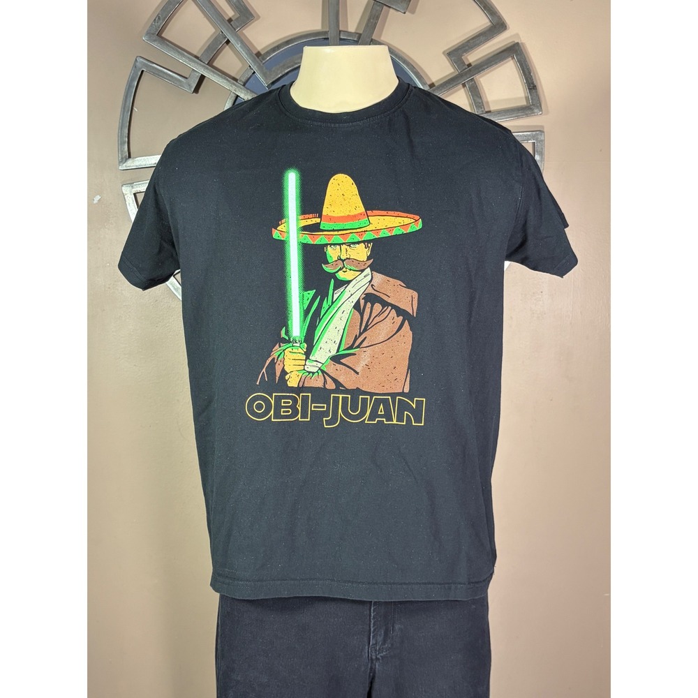 Pampling Obi-Juan Graphic T-Shirt Black Unisex Large Star Wars Parody Tee